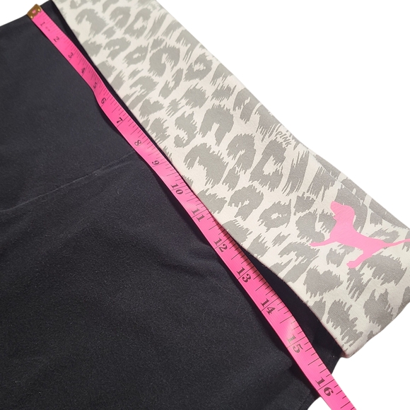PINK Victoria’s Secret Cropped Capri Yoga Pants M Foldover Leopard Waistband - Picture 6 of 8